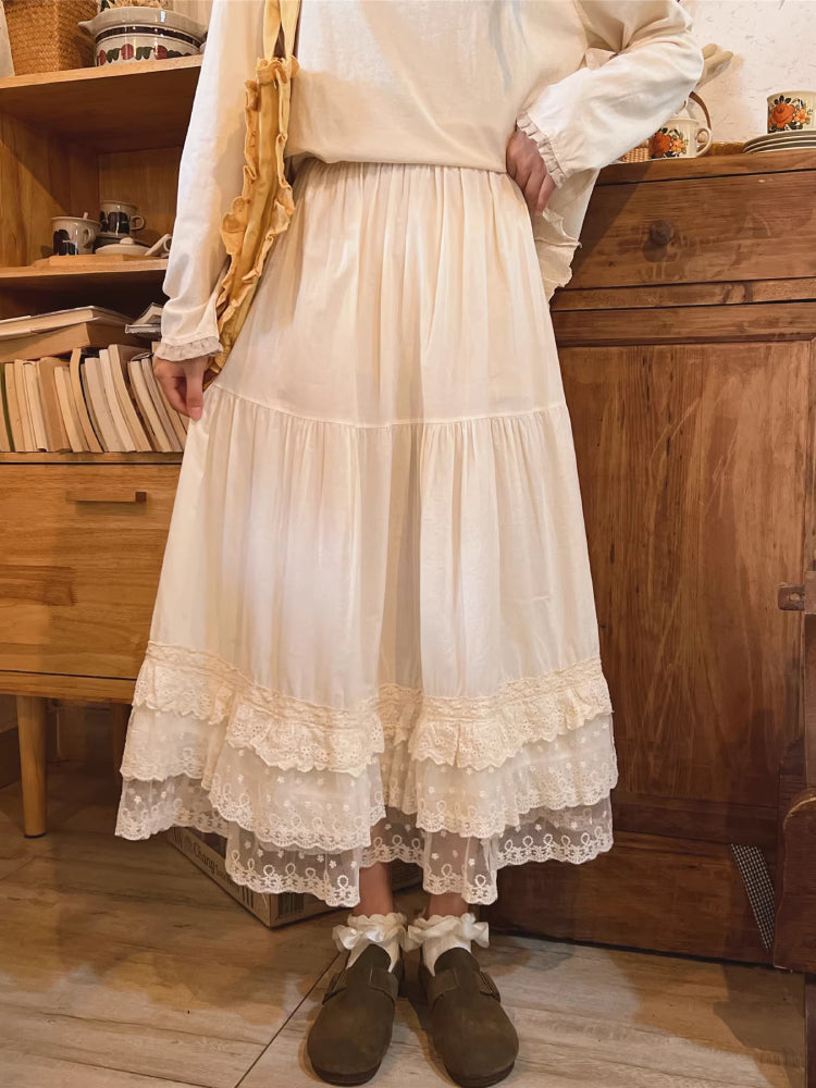 Cloud Veil Cotton Midi Skirts-ntbhshop