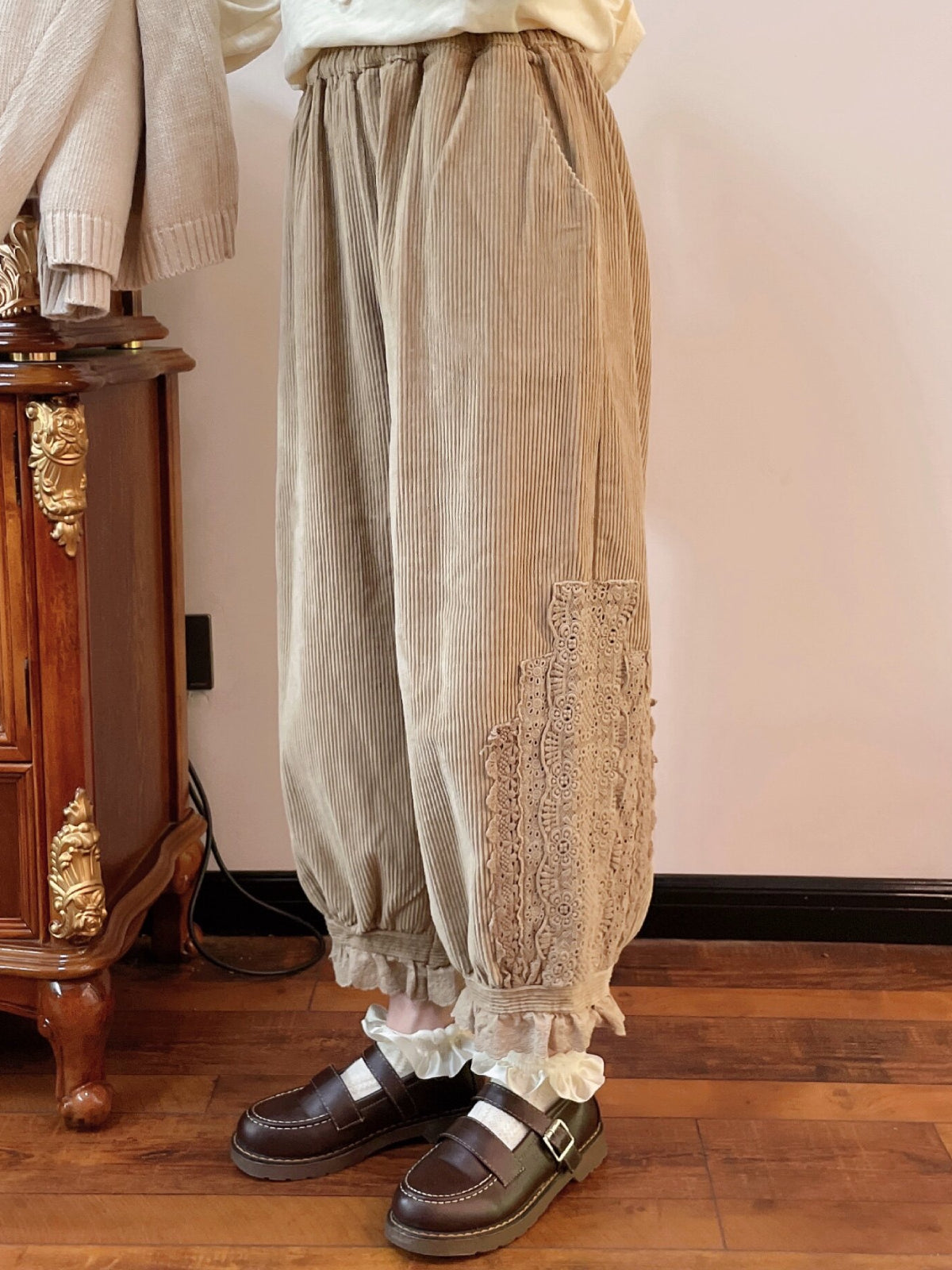 Oat Lace Mori Corduroy Bloomers-Bottoms-ntbhshop