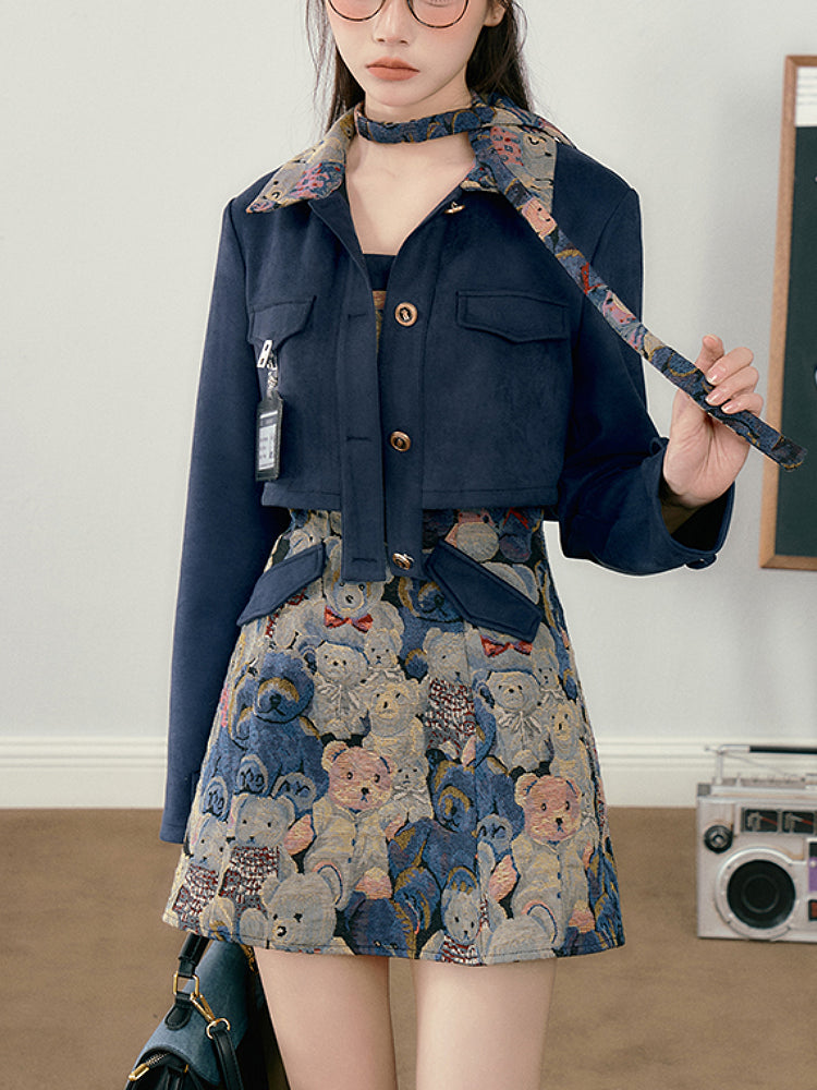 Bear Coffee Crop Jackets & Cami Dresses-ntbhshop