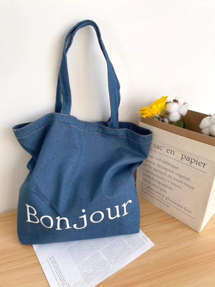 Bonjour Belle Canvas & Denim Tote Bags-ntbhshop
