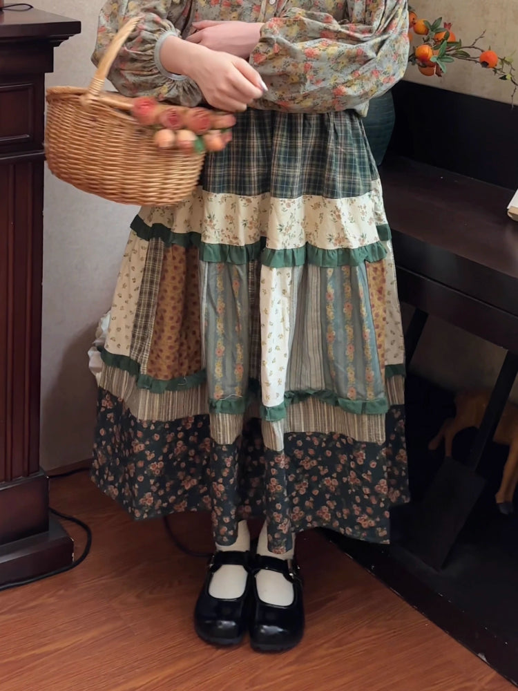 Midnight Forest Patch Midi Skirts-ntbhshop