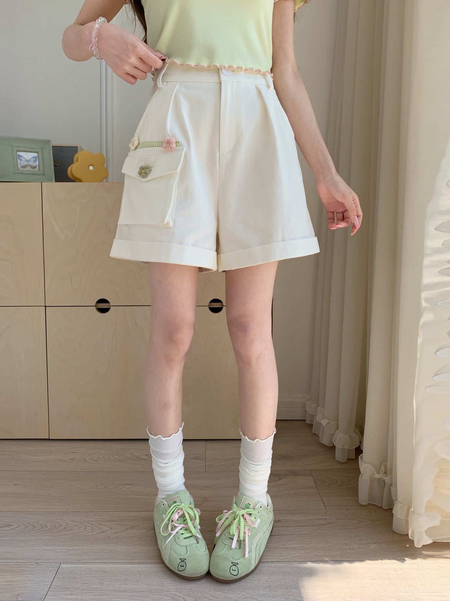 Blossom Pocket Cotton Shorts-Bottoms-ntbhshop