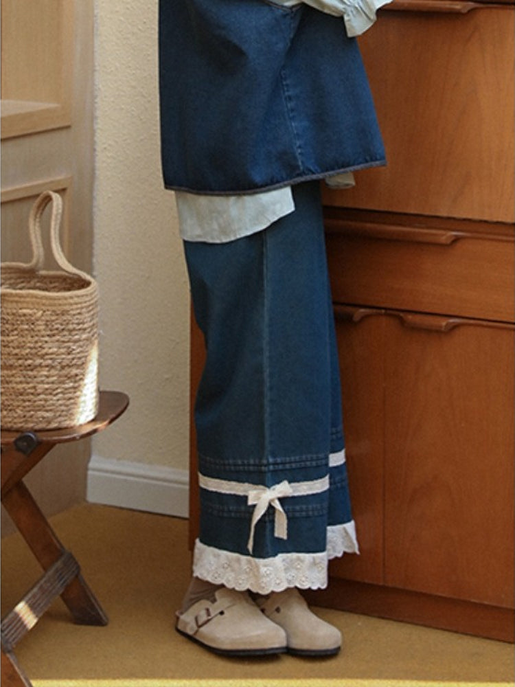 Literary Atelier Lace Denim Pants-ntbhshop