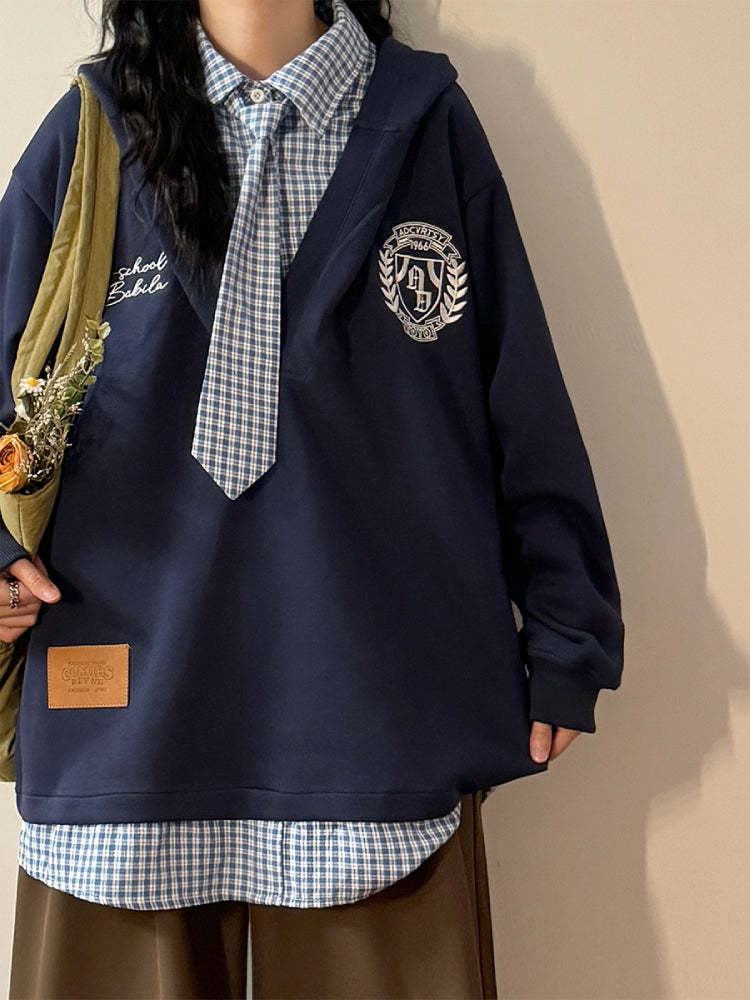 Autumn Hallway Faux Two-Piece Sweatshirts-ntbhshop