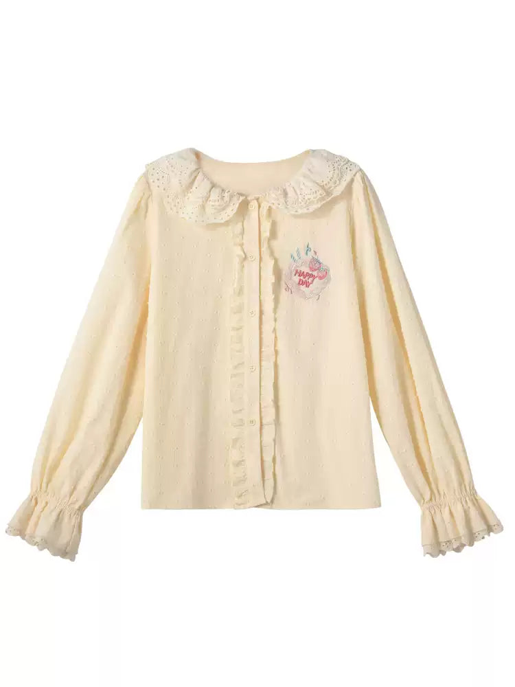 Happy Day Doll Collar Blouse-Tops-ntbhshop