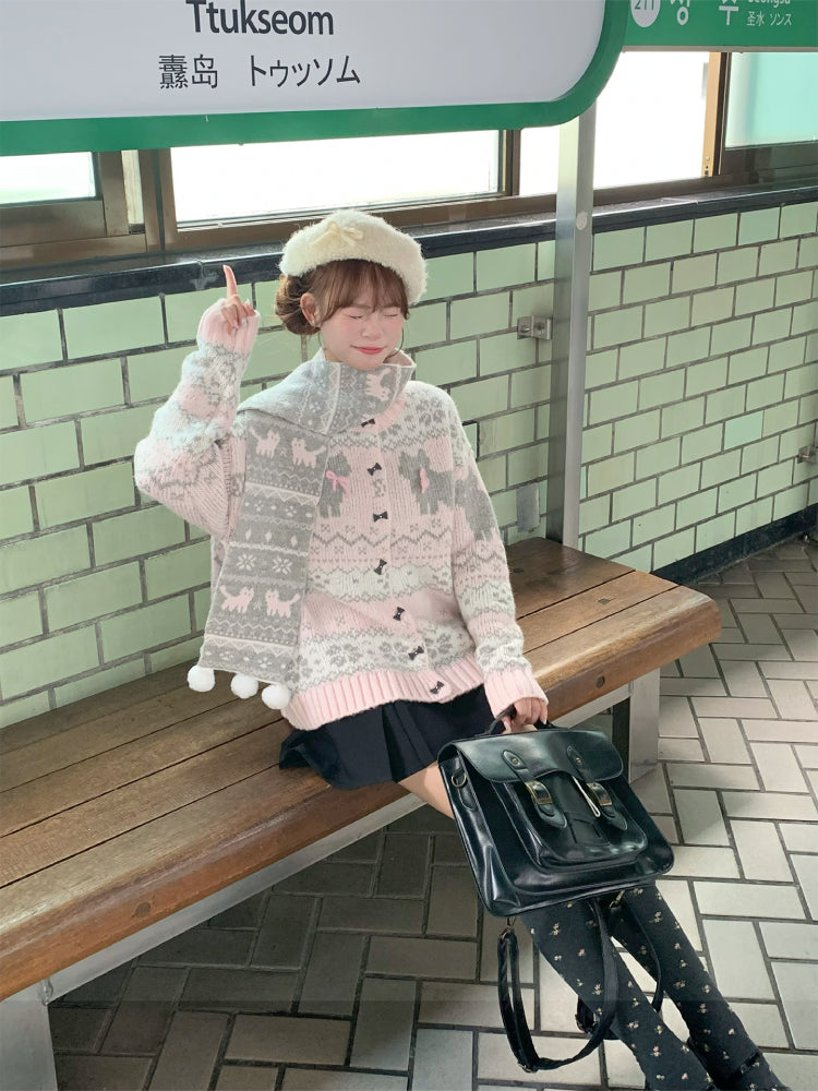 Blush Meow Cardigan, Scarf & Skirt-Outerwear-ntbhshop