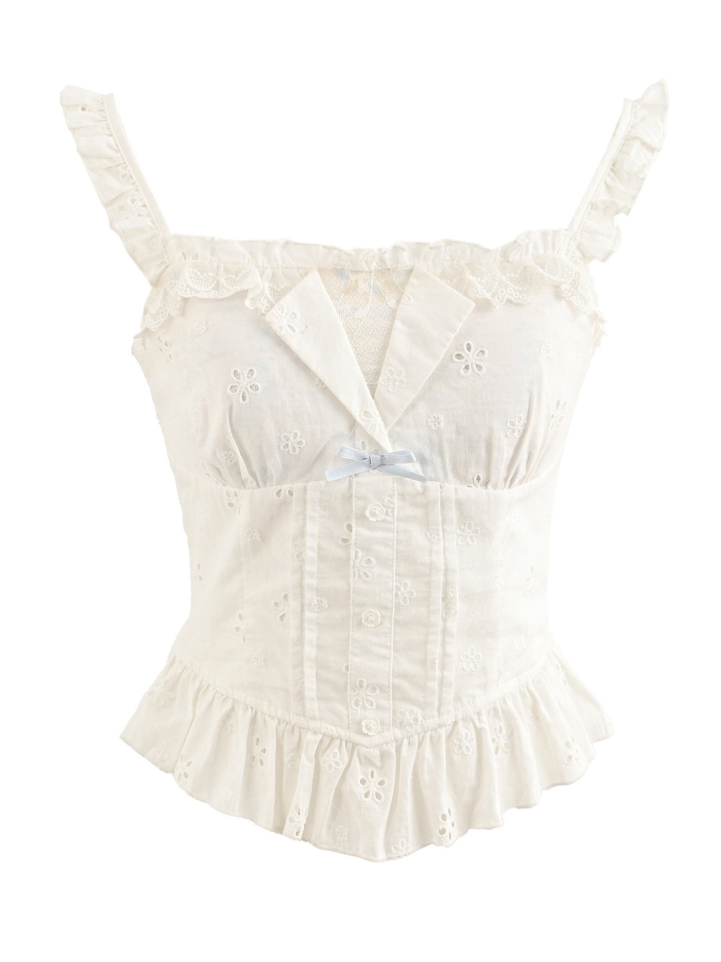 Sweetheart Eyelet Peplum Cami - ntbhshop