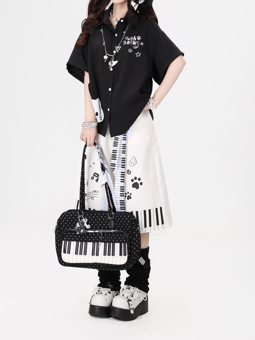 Kitty Melody Lapel Shirts-Tops-ntbhshop