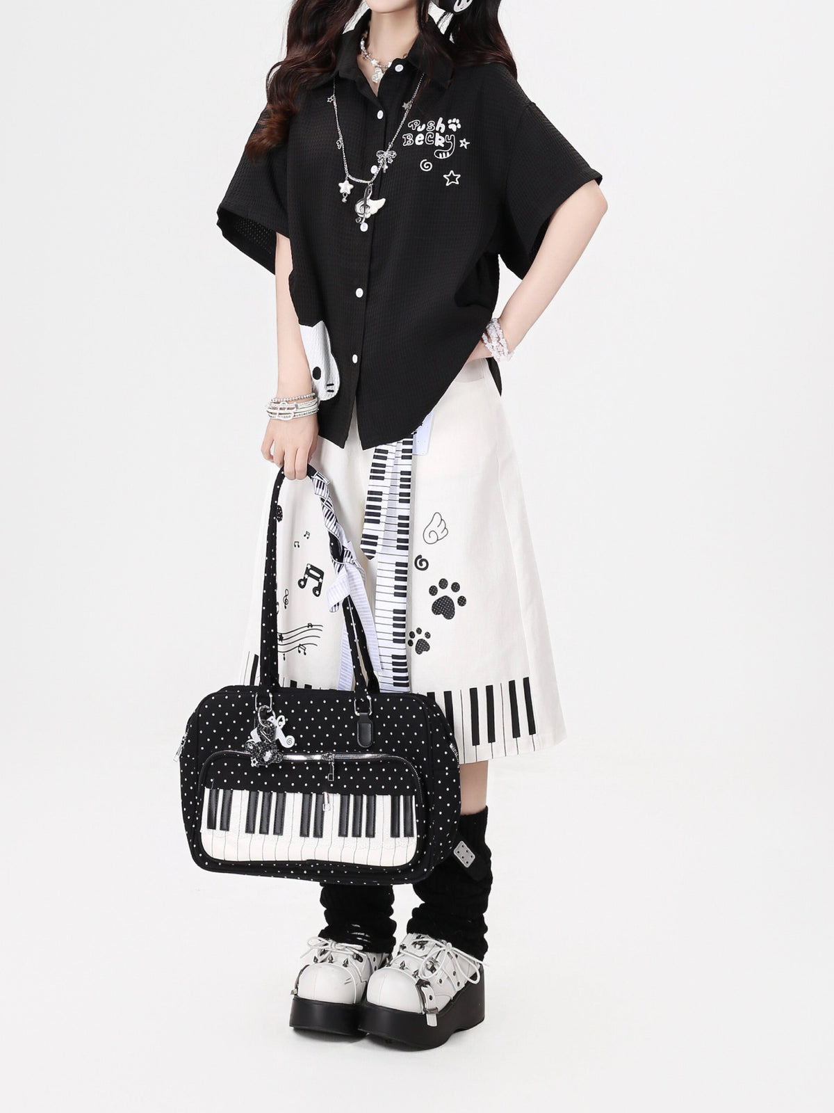 Kitty Melody Lapel Shirts-Tops-ntbhshop
