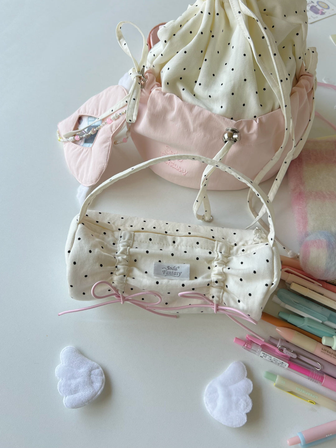 Ribbon Gather Pencil Pouches-Accessories-ntbhshop