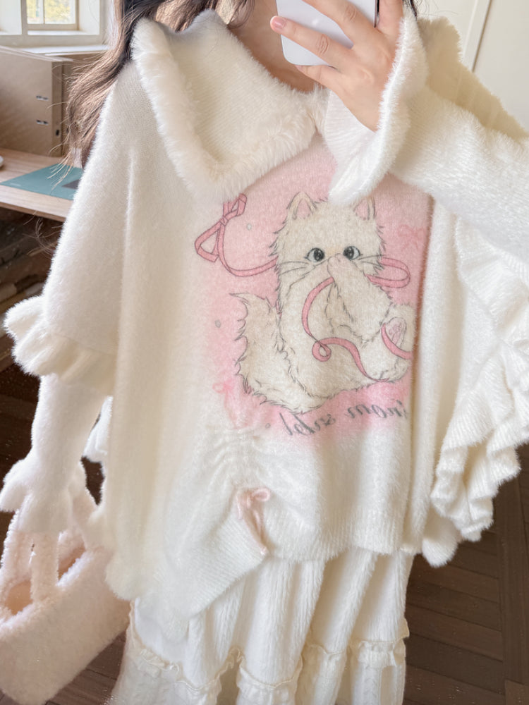 Angel Whiskers Ribbon Knit Sweater-ntbhshop