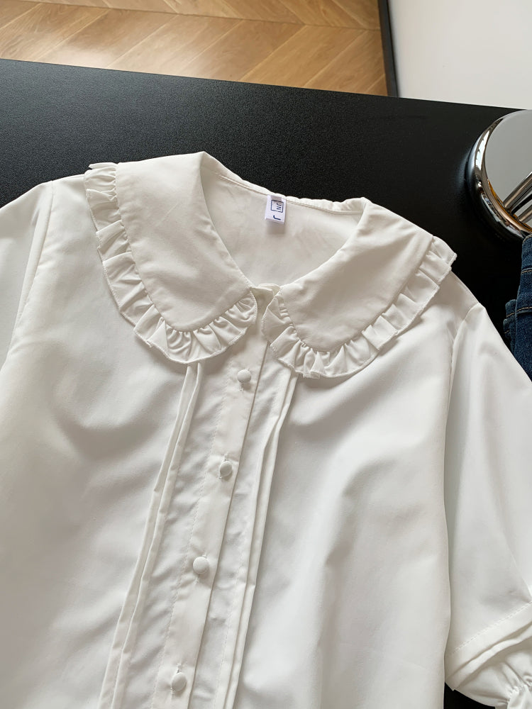 Creamy Puff Sleeve Doll Blouse-ntbhshop