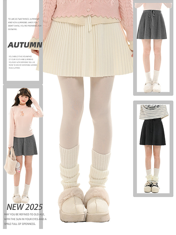 Winter Campus Knit Pleat Skirts-ntbhshop