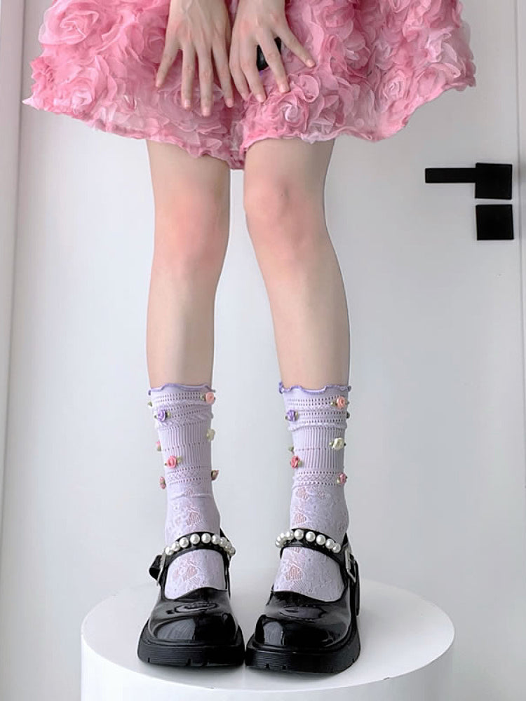 Rosette Whip Macaron Lace Bloom Socks-ntbhshop