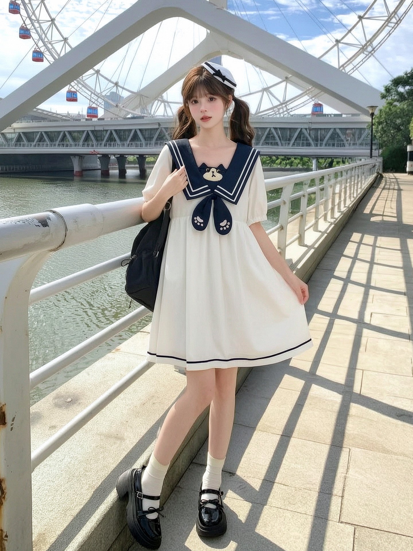 Milk Cat Sailor Dress-Dresses-ntbhshop