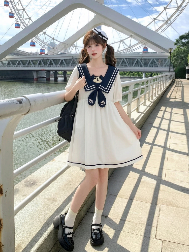 Milk Cat Sailor Dress-Dresses-ntbhshop