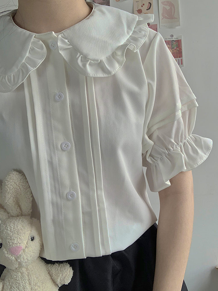 Creamy Puff Sleeve Doll Blouse-ntbhshop