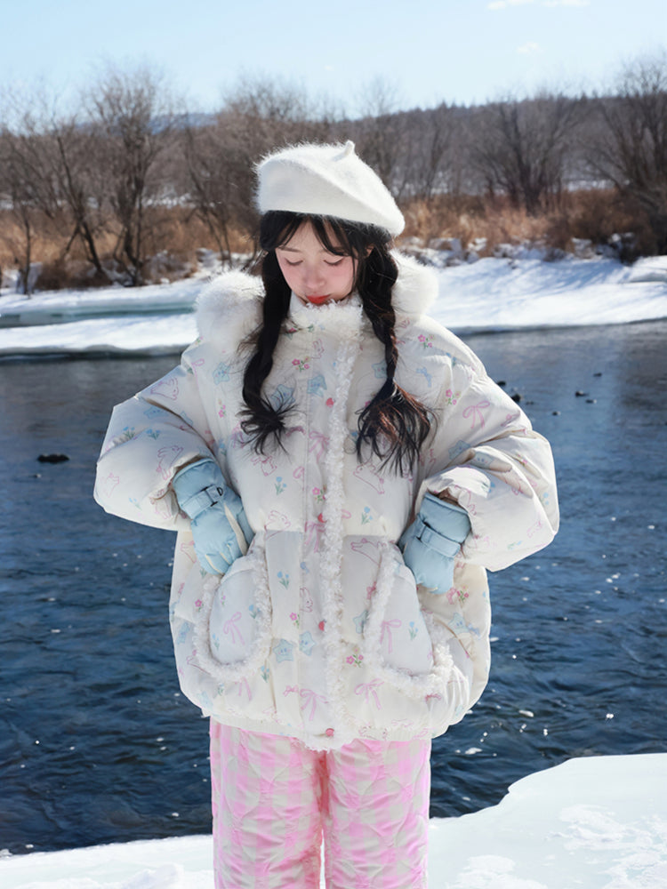 Bunny Meadow Dream Puffer Jacket-ntbhshop