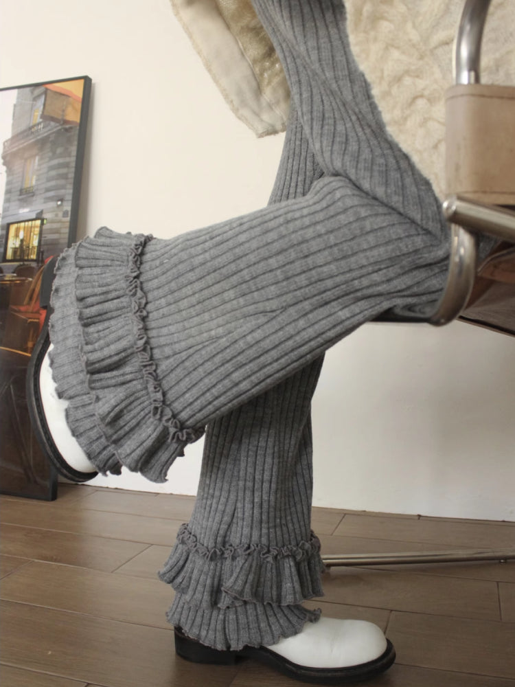 Ruffle Verse Stretch Knit Pants-ntbhshop