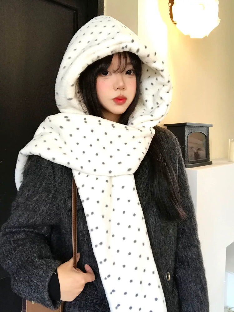 Snow Walk Polka Hood Scarf-ntbhshop