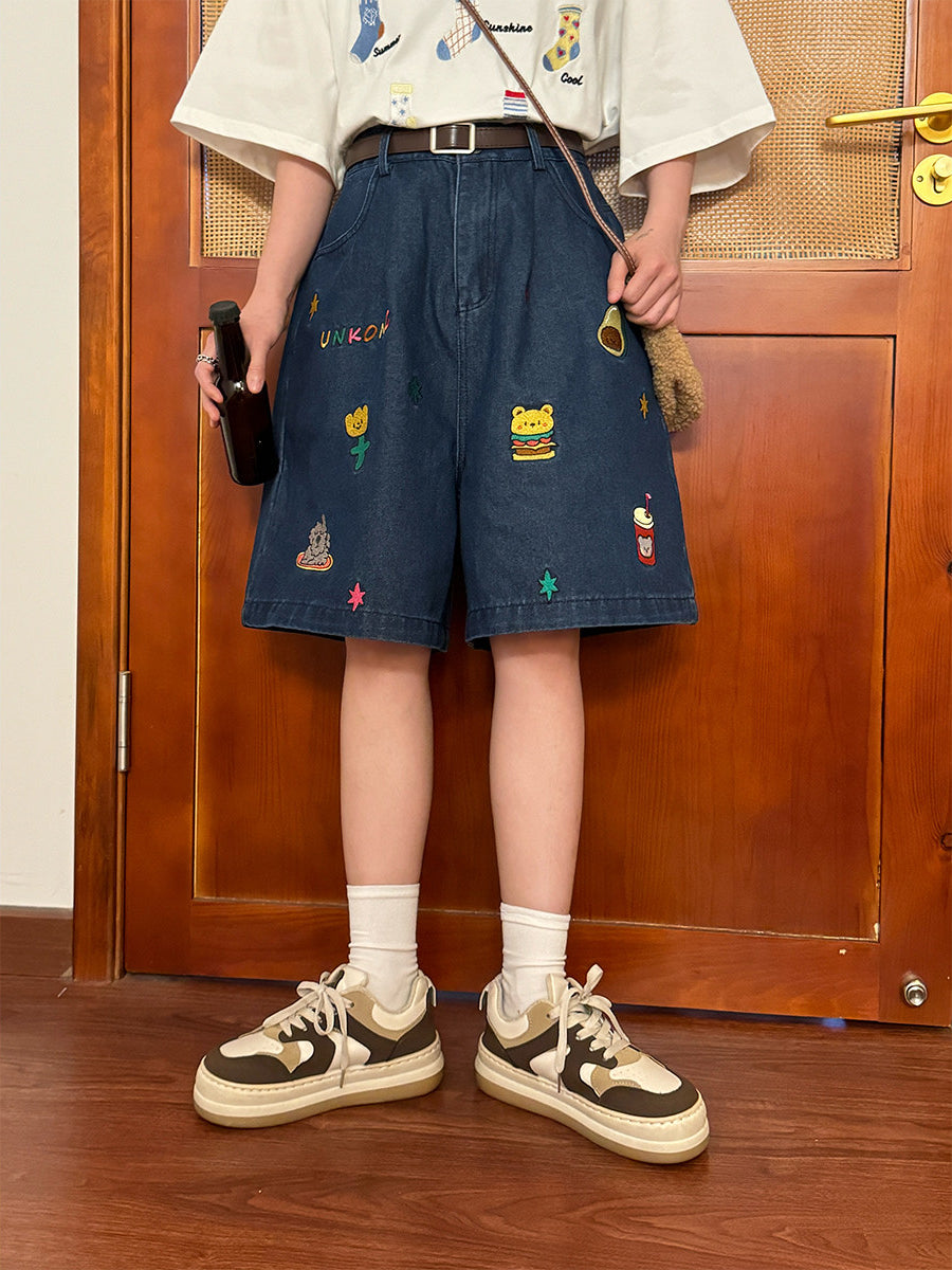 Kindergarten Patch Denim Shorts-Bottoms-ntbhshop