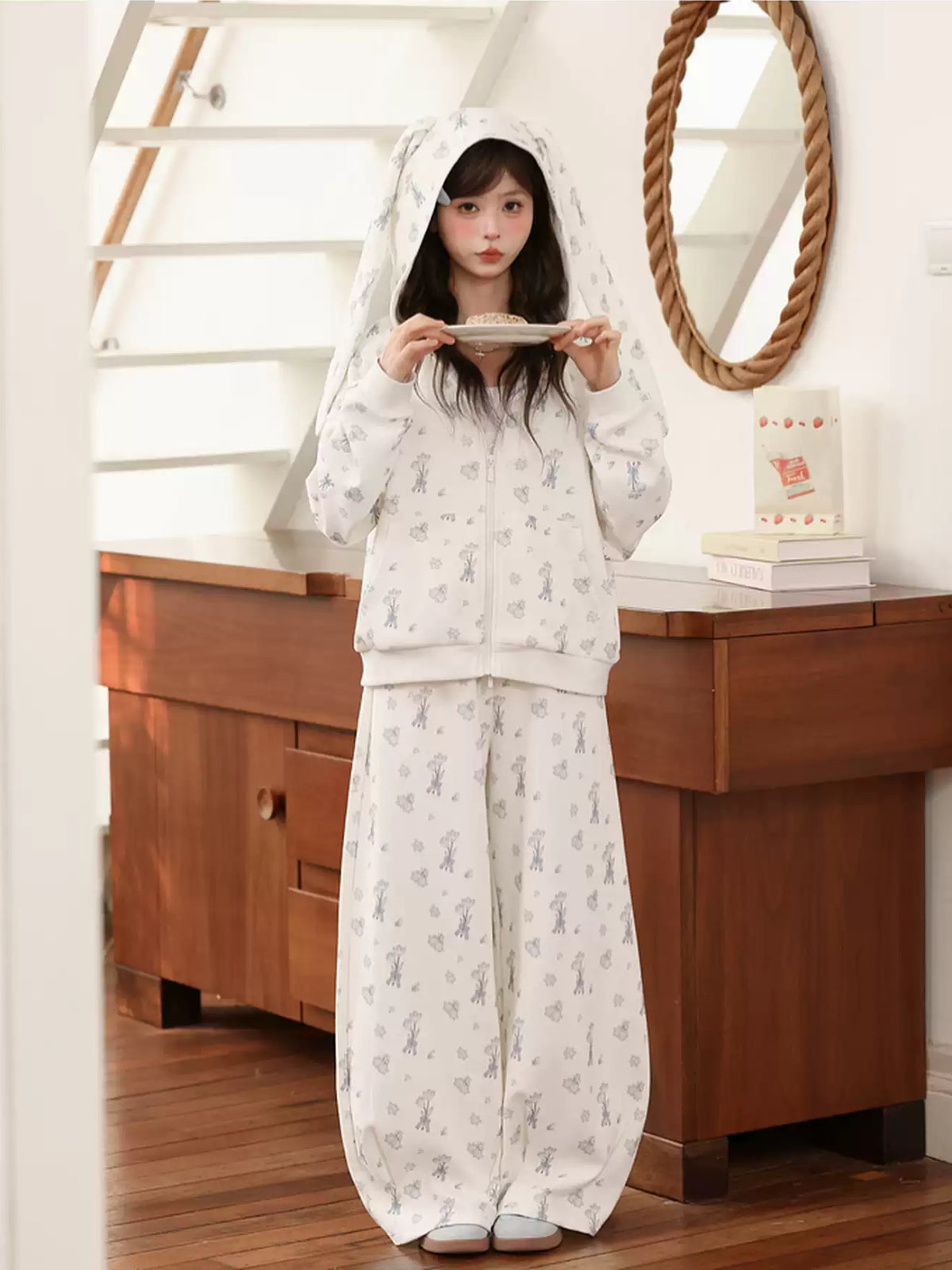 Milk Bunny Home Sweat Jacket & Sweatpants-Sets-ntbhshop