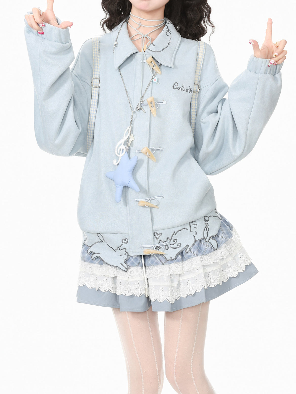 Scribble Cat Suede Jackets-Outerwear-ntbhshop