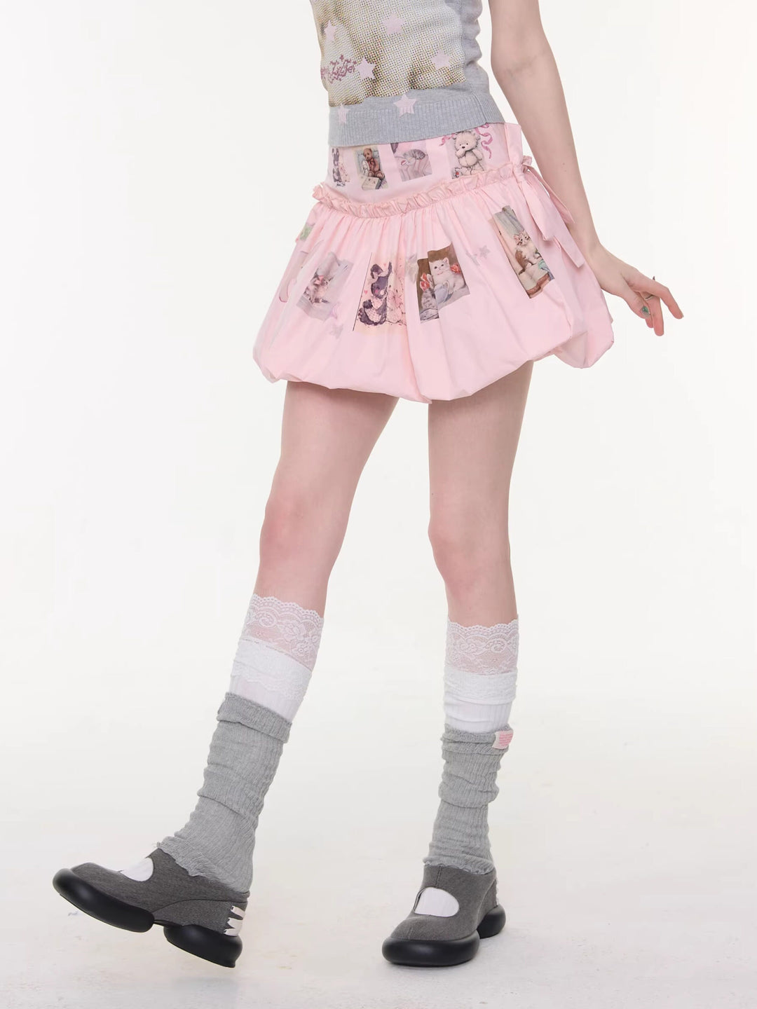 Pink Postcard Bubble Skirt-Bottoms-ntbhshop