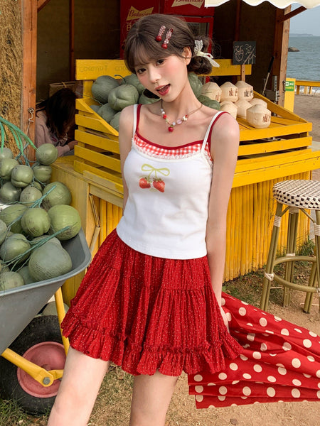 Strawberry Picnic Ribbon Cami - ntbhshop