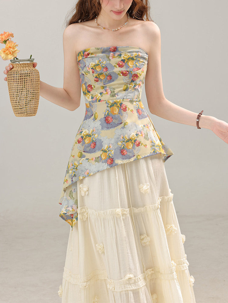 Sunlit Garden Bandeau Top & Maxi Skirt-Sets-ntbhshop