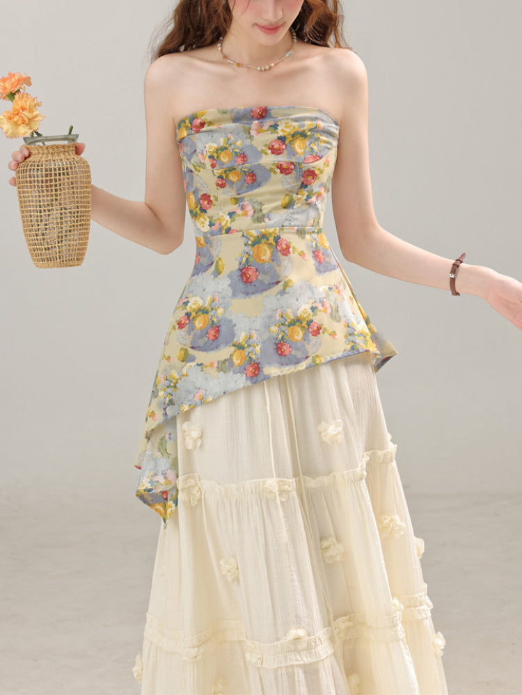 Sunlit Garden Bandeau Top & Maxi Skirt-Sets-ntbhshop