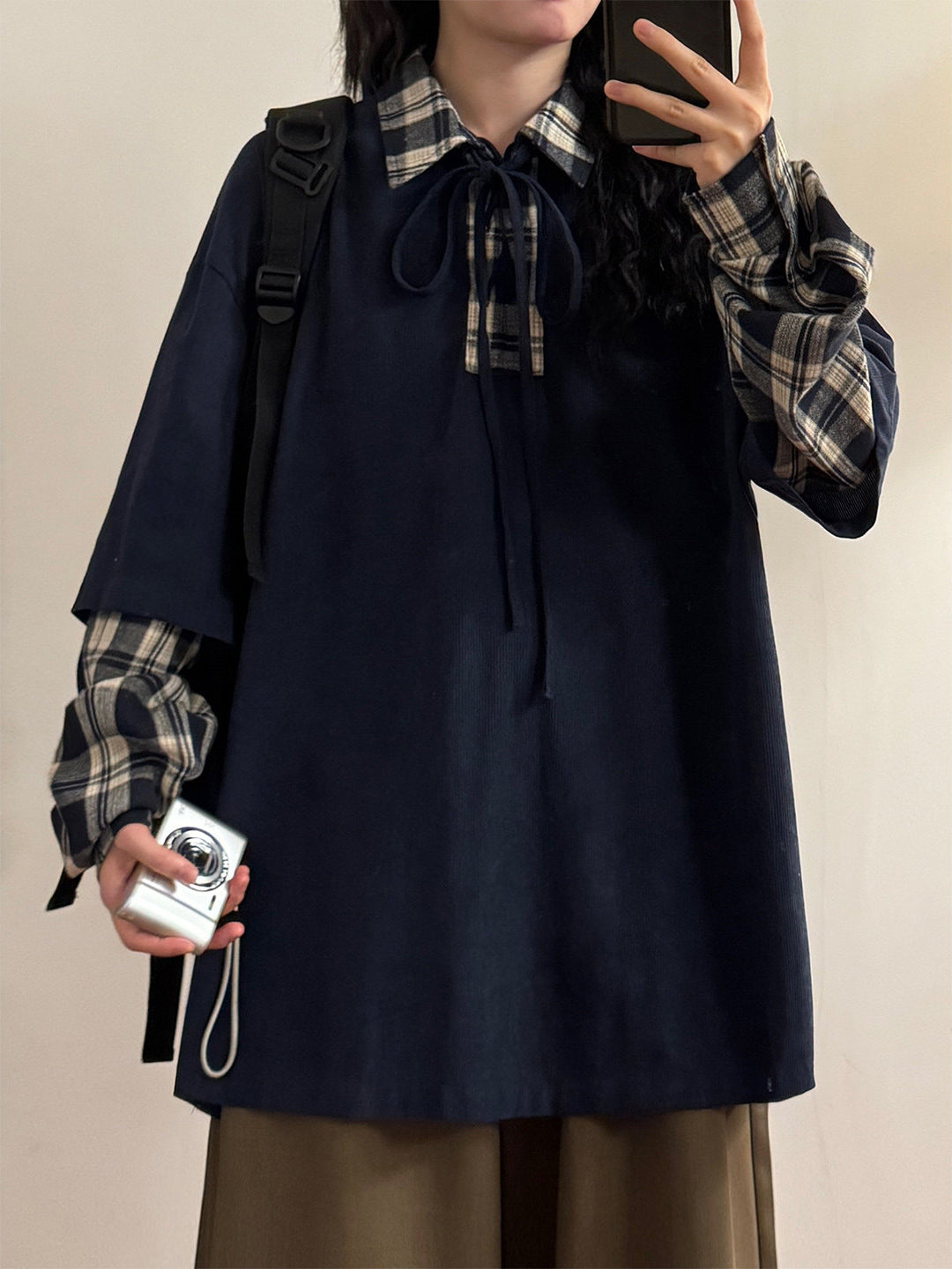 Plaid Sketch Layer Sweatshirts-Tops-ntbhshop