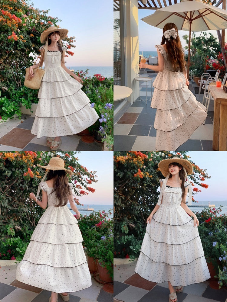 Parisian Polka Maxi Cake Dress-Dresses-ntbhshop