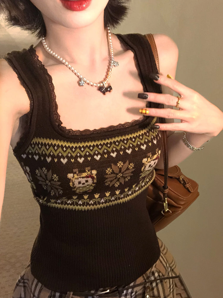 Private Love Vintage Patch Knit Tops-ntbhshop