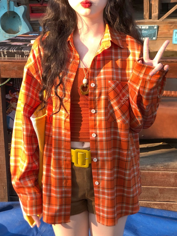 Rainbow Crush Oversize Check Shirts-ntbhshop