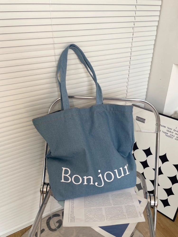 Bonjour Belle Canvas & Denim Tote Bags-ntbhshop