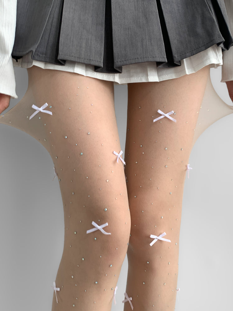 Crystal Swan Bow Sheer Tights-ntbhshop