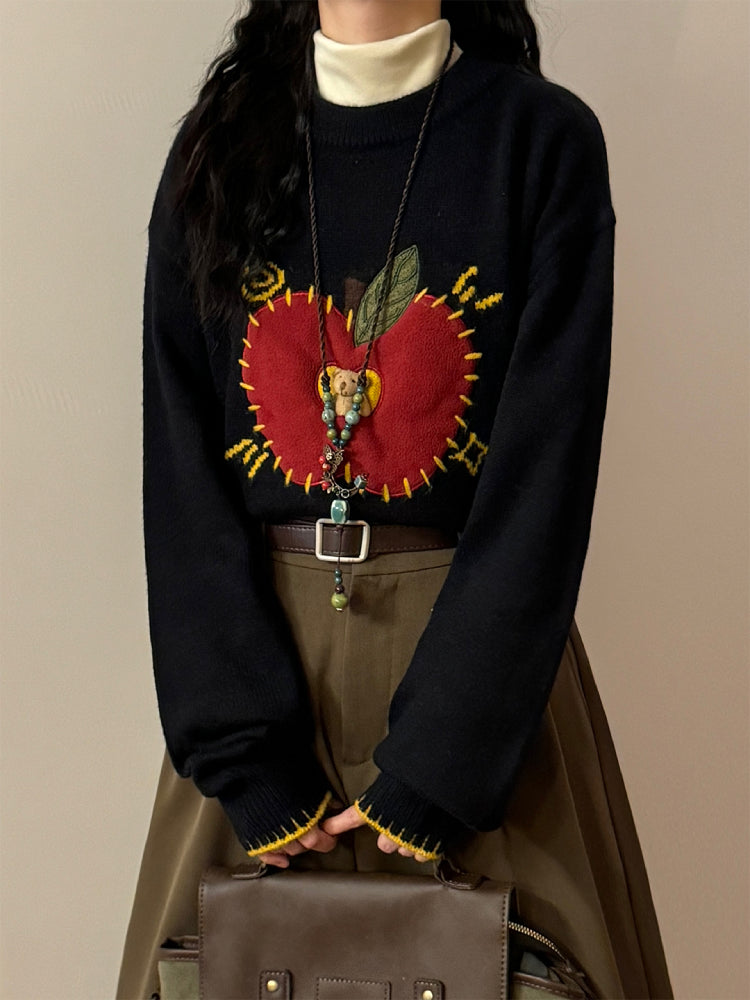 Apple Cider Glow Apple Knit Sweaters-ntbhshop