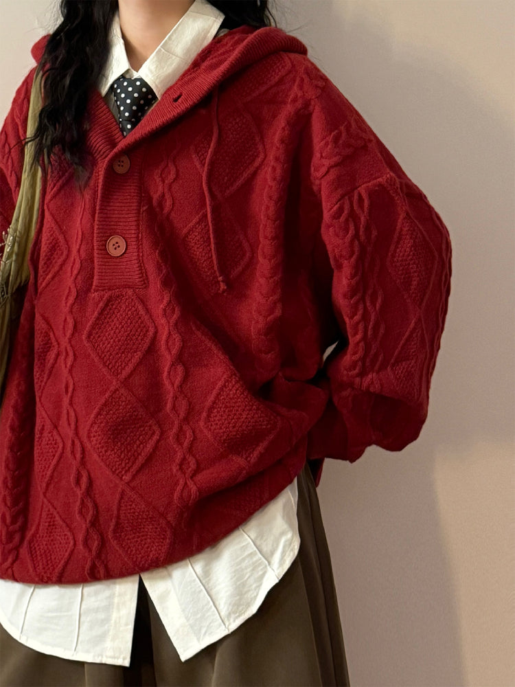 Maple Twist Academia Knit Hoodies-ntbhshop