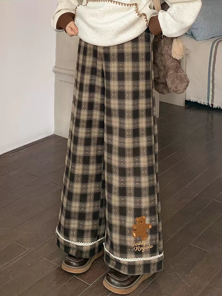 Teddy Royale Brown Plaid Pants-Bottoms-ntbhshop