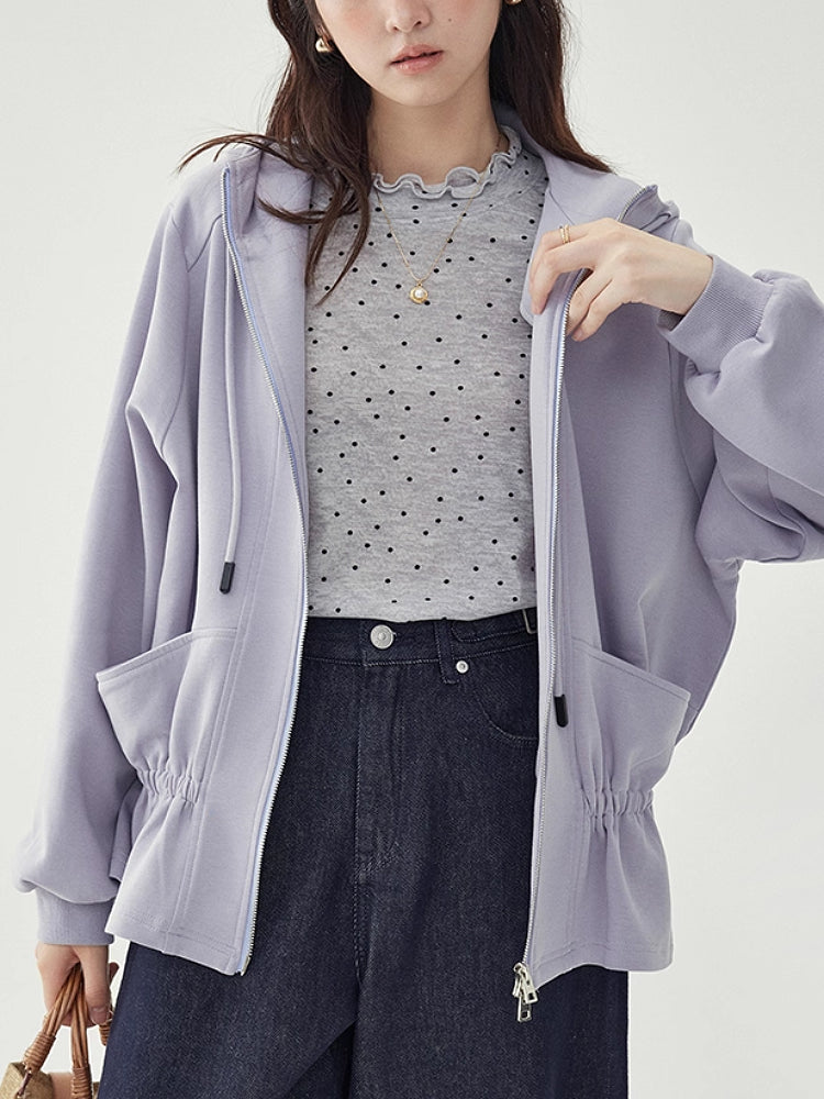 Lavender Cloud Elastic Hooded Jacket-ntbhshop