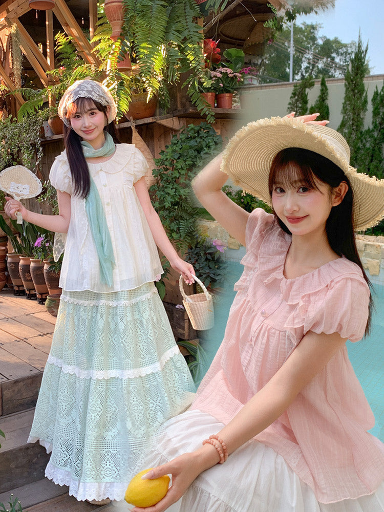 Soft Doll Collar Blouses-Tops-ntbhshop