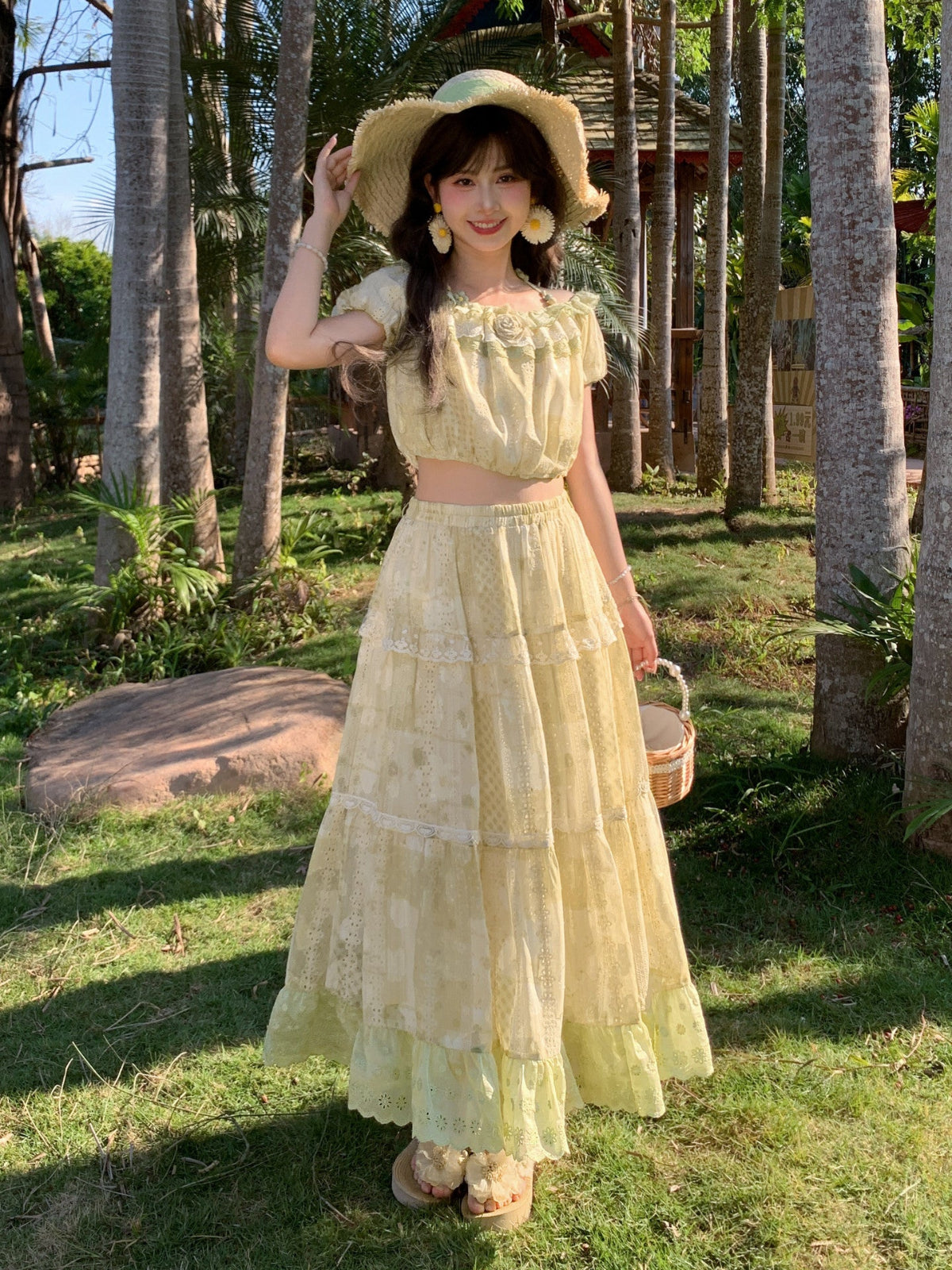 Sage Cottage Crop Top & Maxi Skirt-Sets-ntbhshop