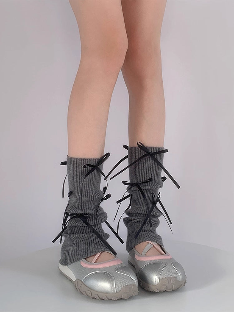Ribbon Pirouette Knit Leg Warmers-ntbhshop