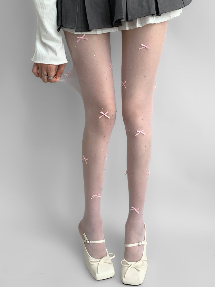 Crystal Swan Bow Sheer Tights-ntbhshop