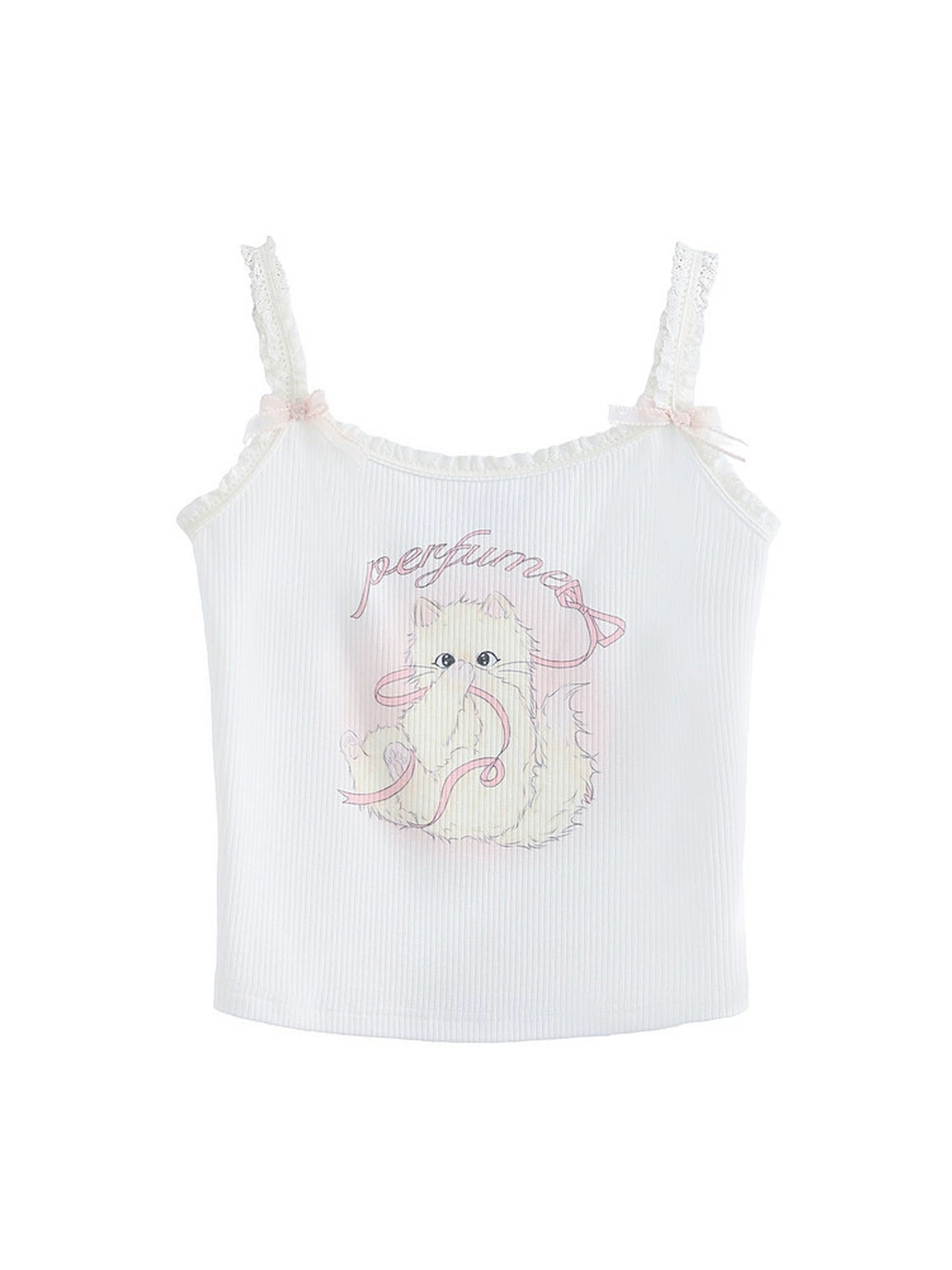 Lady Kitty Ribbon Camisole-Tops-ntbhshop