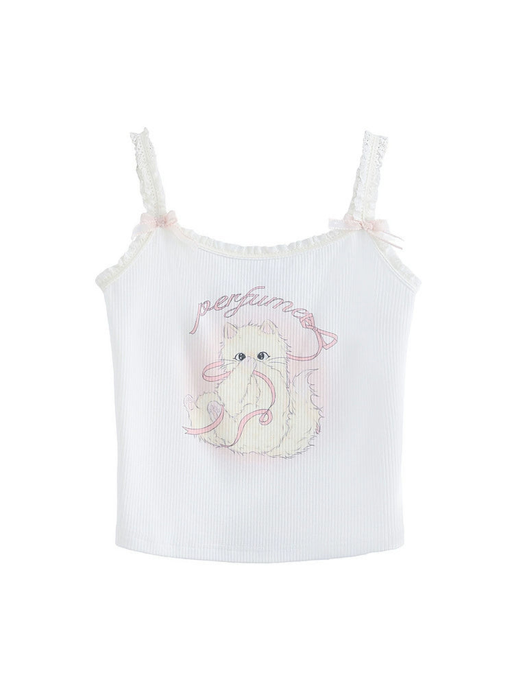 Lady Kitty Ribbon Camisole-Tops-ntbhshop