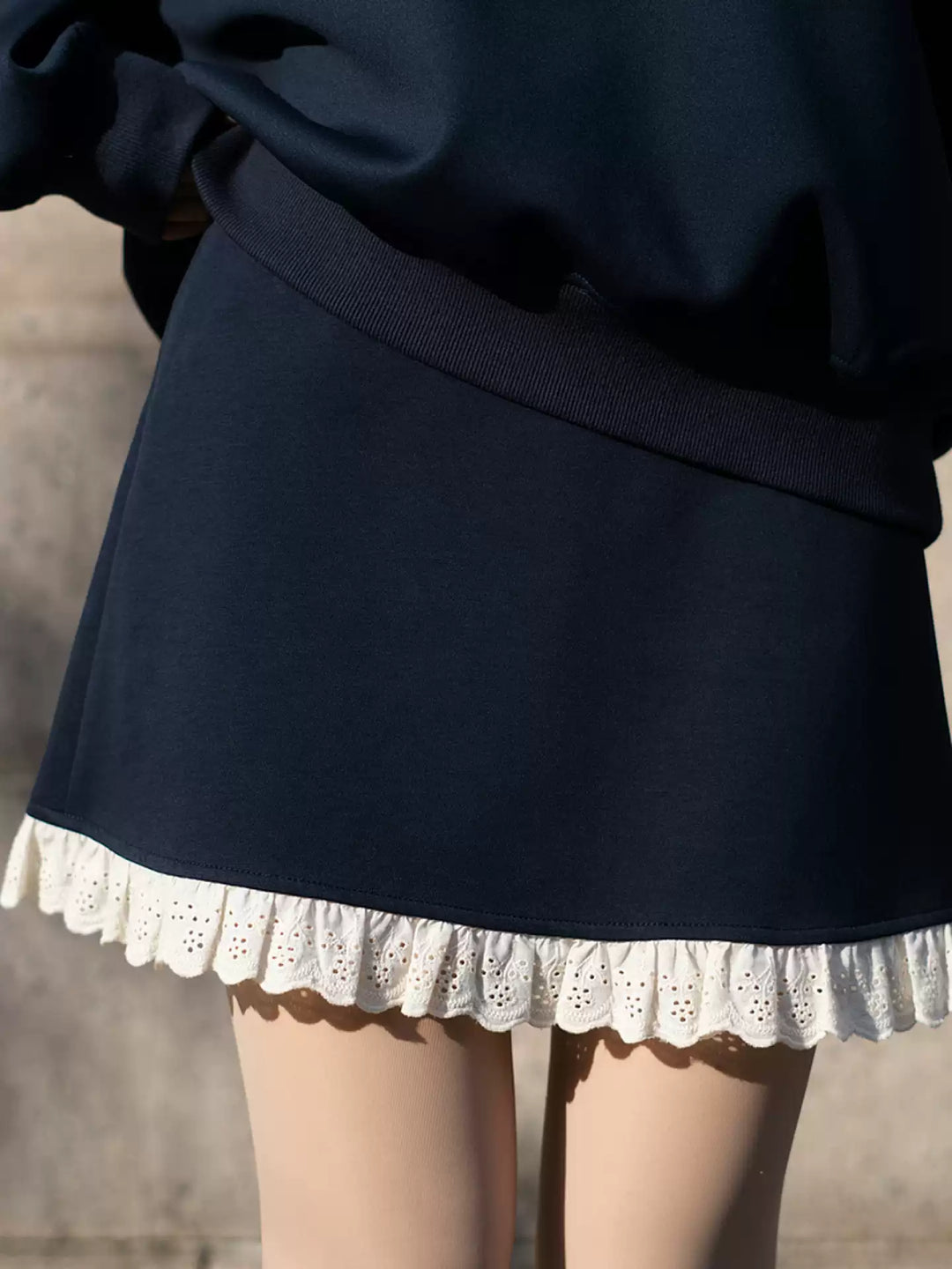 Navy Milk Lace Short Skirt-Bottoms-ntbhshop