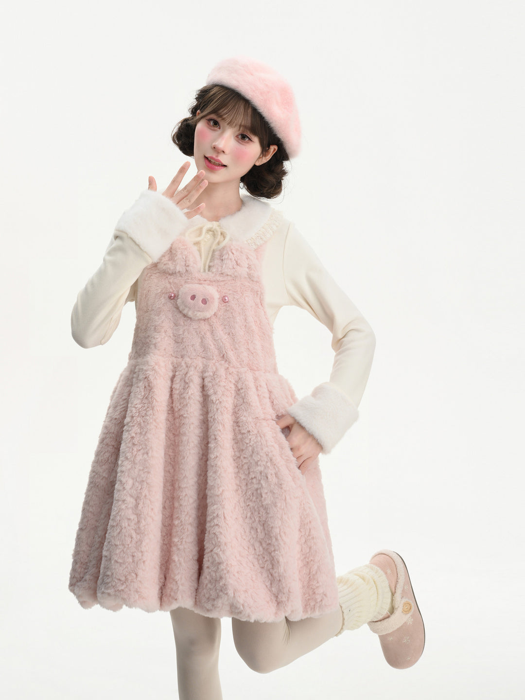 Piggy Plush Overall Dress-Dresses-ntbhshop