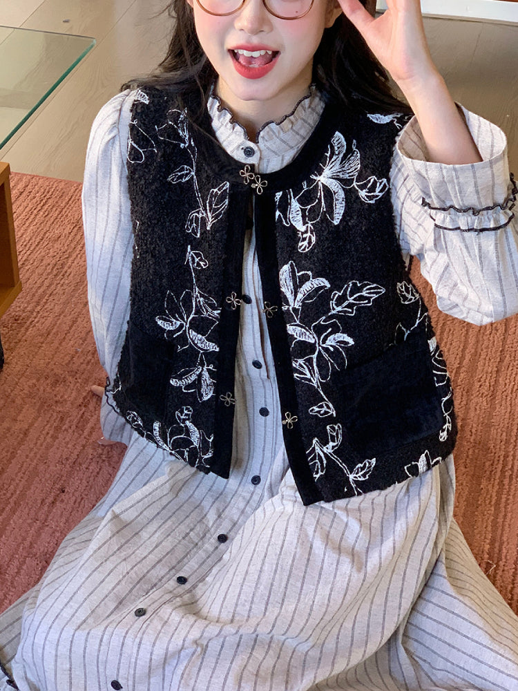 Rustle of Ruffles Vest & Stripe Shirtdress-ntbhshop